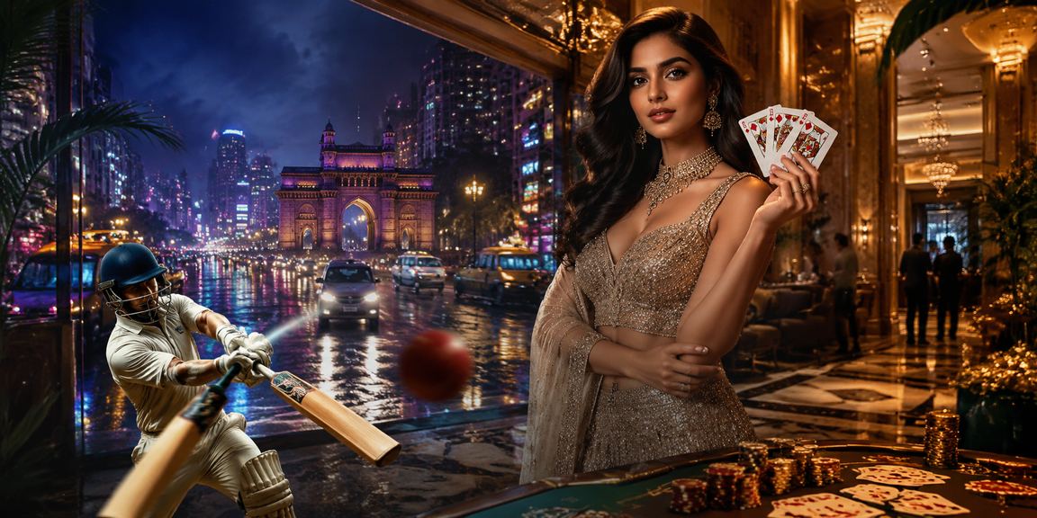 Mumbai cricket betting scene with Bollywood advertisement